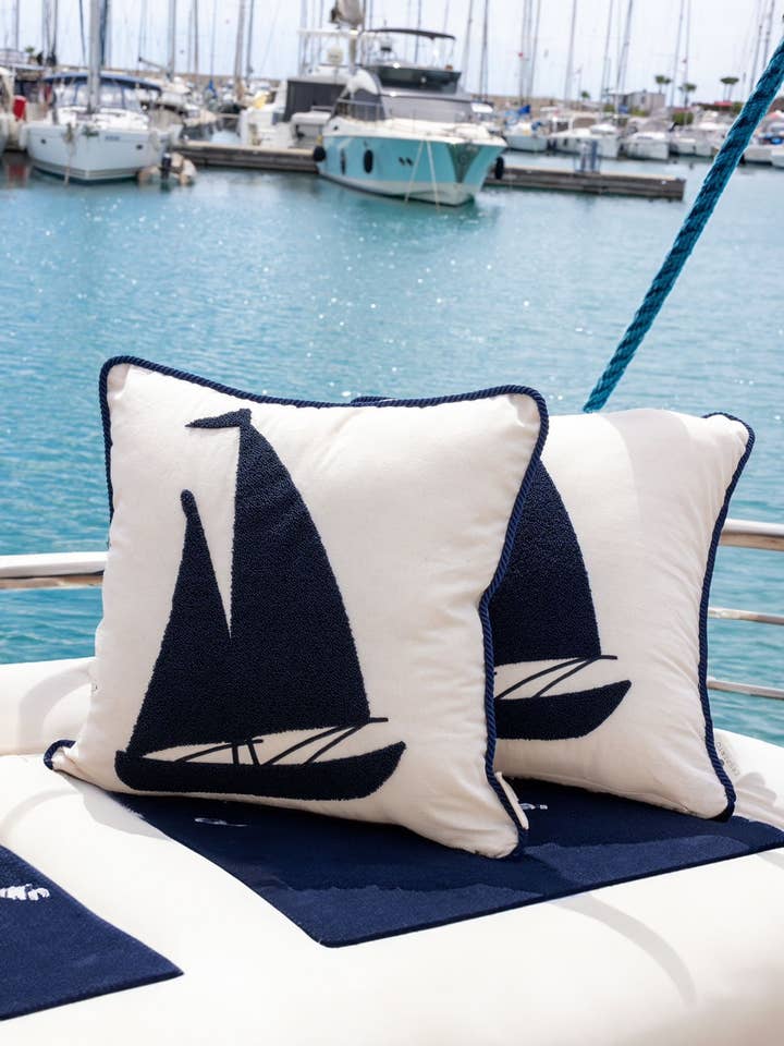 Segelbåt Kuddfodral – Bomull, Nautiskt 43x43 cm för wholesale av Uzman home textile