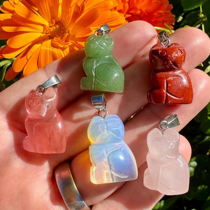 Elf Kendal Hippies - Wholesale Individual Charm/Pendant - cat pendant 2cm gemstone kitty necklace cat crystal charm uk1