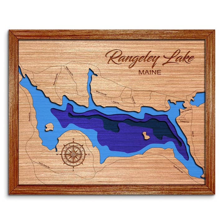 Rangeley Lake Depth Map - Unique Home Decor Wall Art for wholesale by Premier Gifts and More