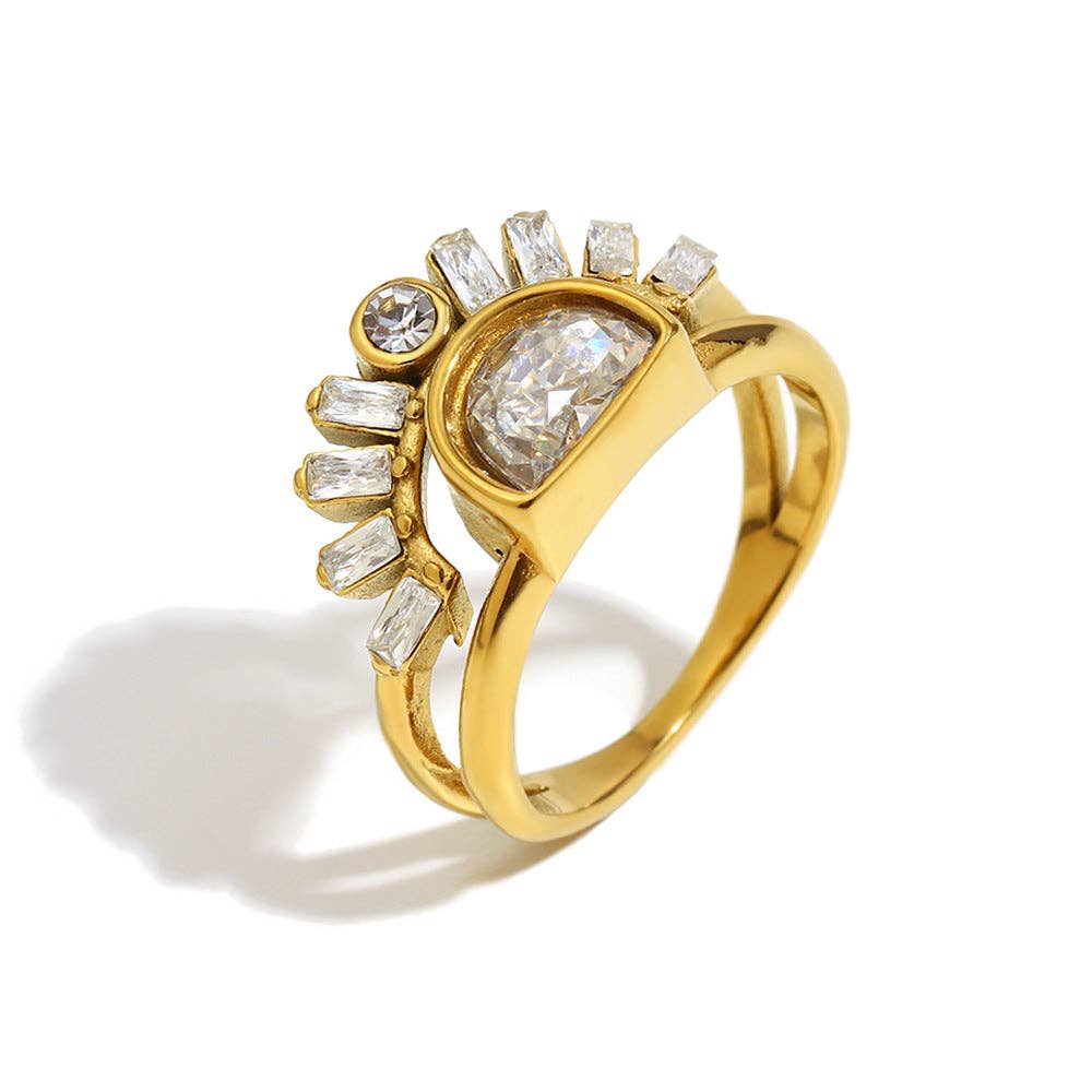 Revelari - Vendita all'ingrosso Anelli multipietra - Anello a Raggi di Sole Cristallo Geometrico0