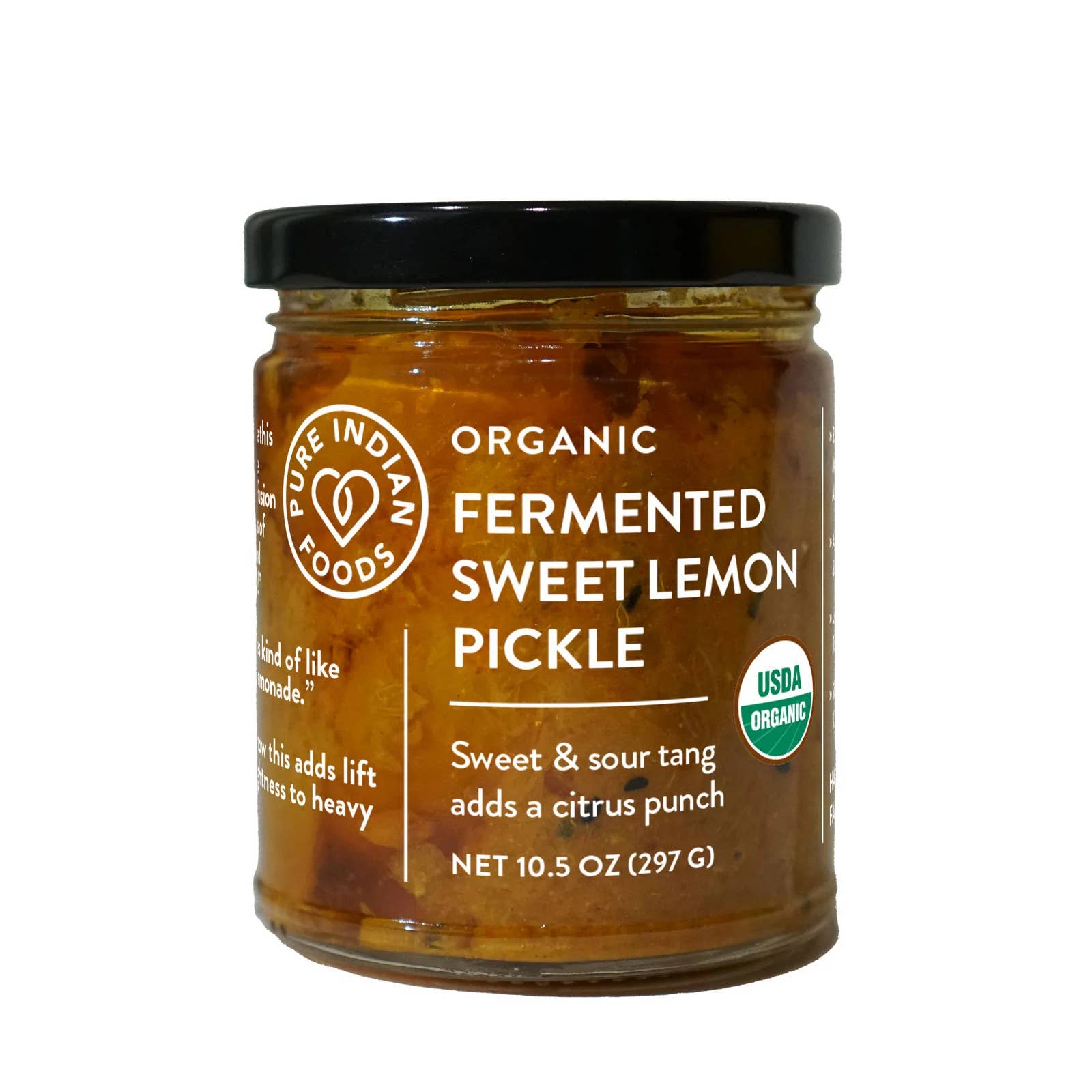 Pure Indian Foods - Wholesale Pickled Vegetables - Fermented Sweet Lemon Pickle, Certified Organic - 10.5 oz0
