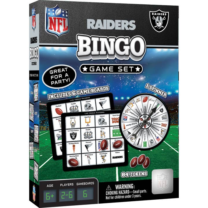 Las Vegas Raiders NFL Bingo Game for wholesale by Masterpieces Puzzles