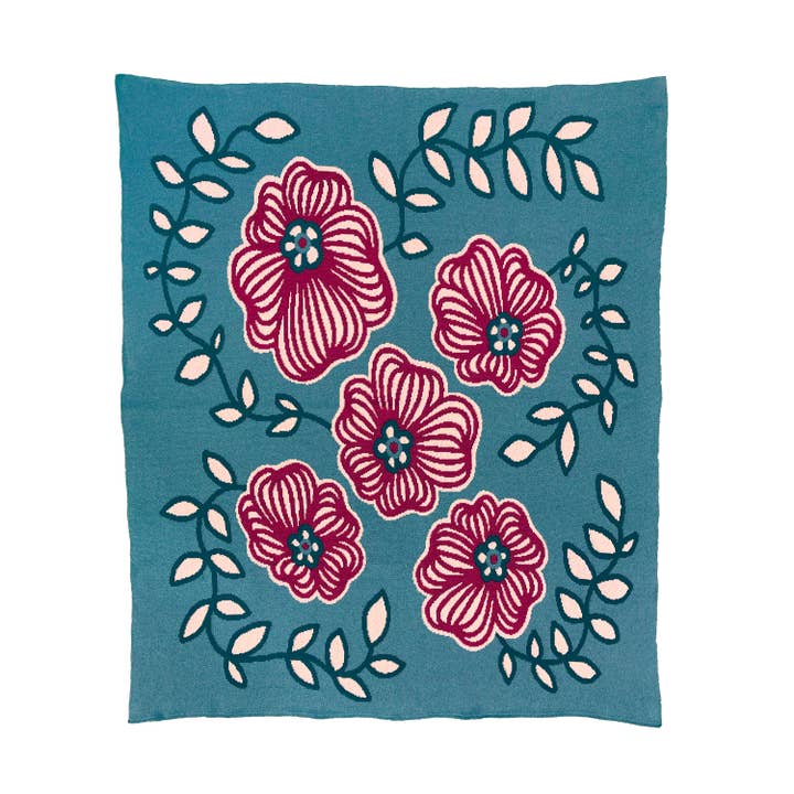 Tea Rose Throw Blanket for wholesale by Molly Rose Freeman