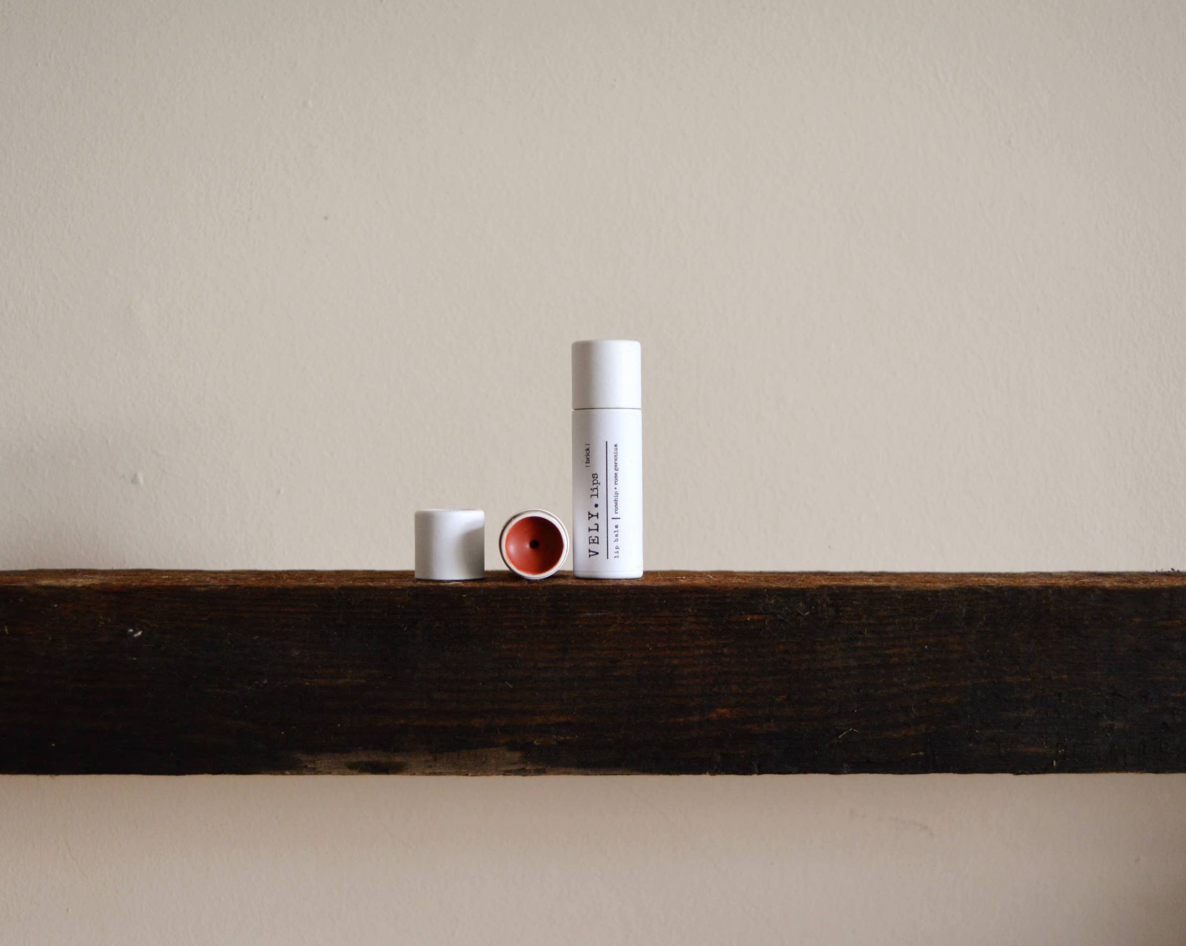 The Vely Soapery – wholesale Lip Balm – Natural Tinted Lip Balm "Brick" with Rosehip and Geranium1