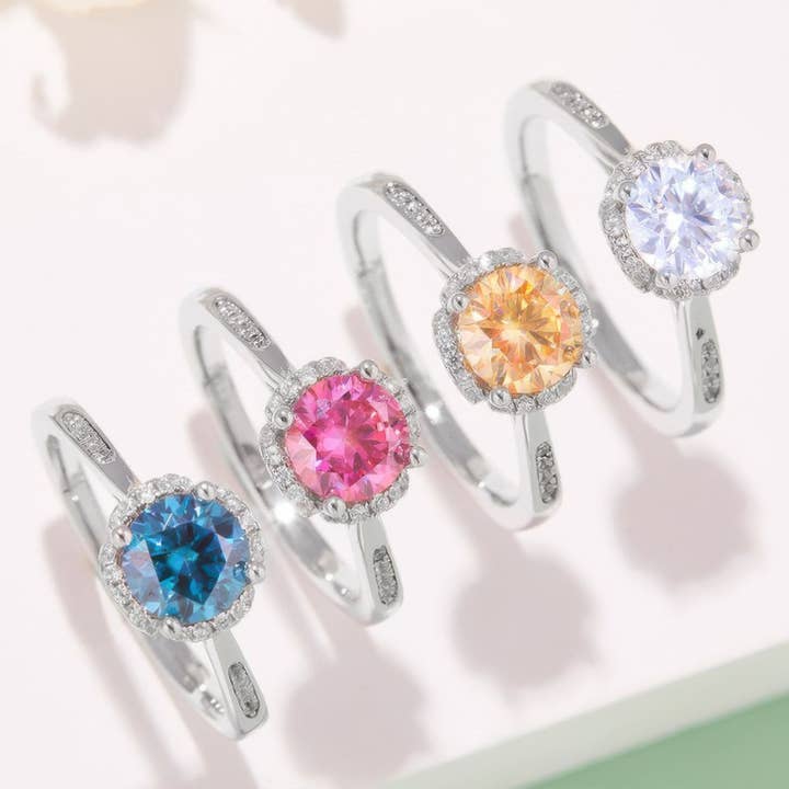 Bague Moissanite Sirène | Bague Statement en Argent Sterling 1ct Couleur D pour la vente par Sparkile