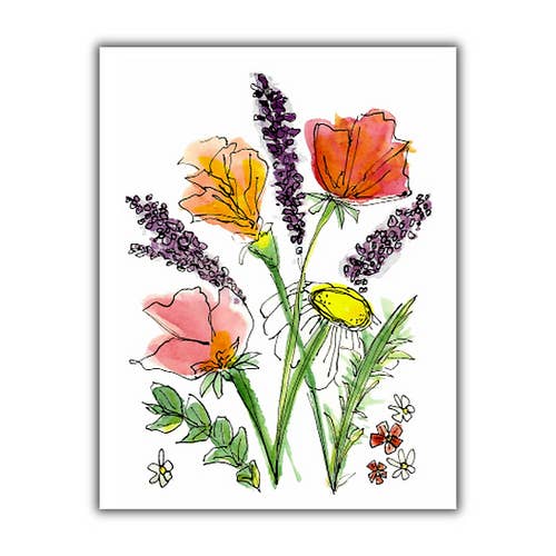 Cartão de Nota Floral Alegre por atacado de Gem Garden Arts