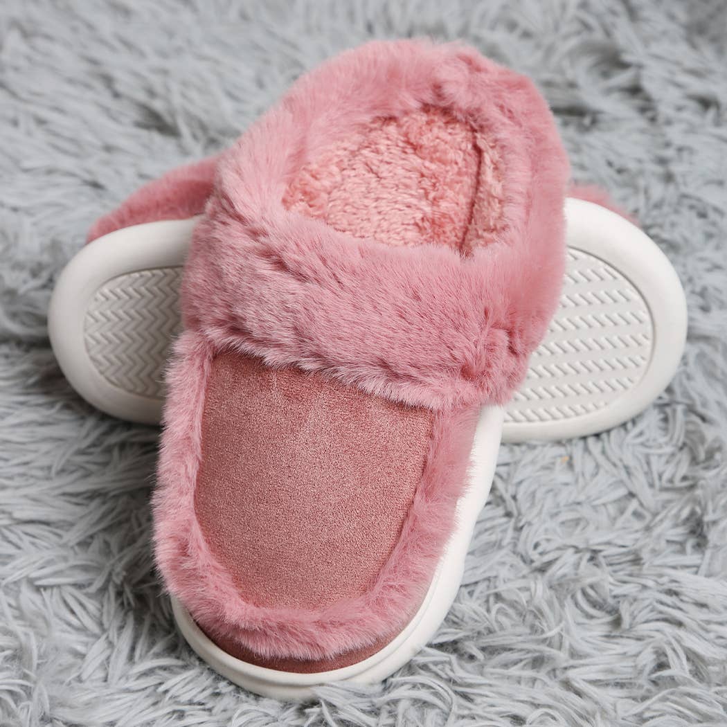 Fashion City - Wholesale Slippers - Women's - Faux Fur Suede Fuzzy Warm Slippers 14