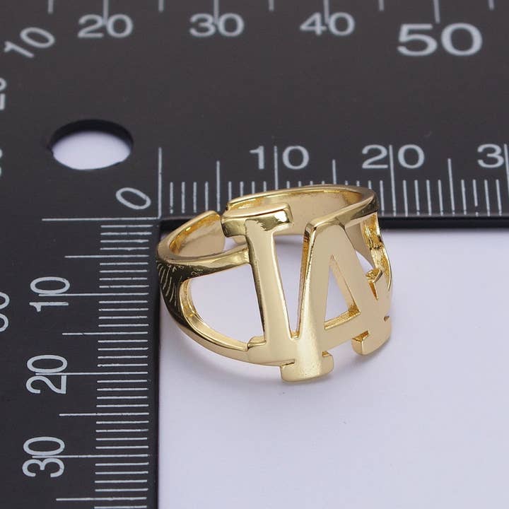 Aim Eternal - Wholesale Band/Stacked Ring - Gold Los Angeles LA Dodgers Baseball Statement Ring | R033