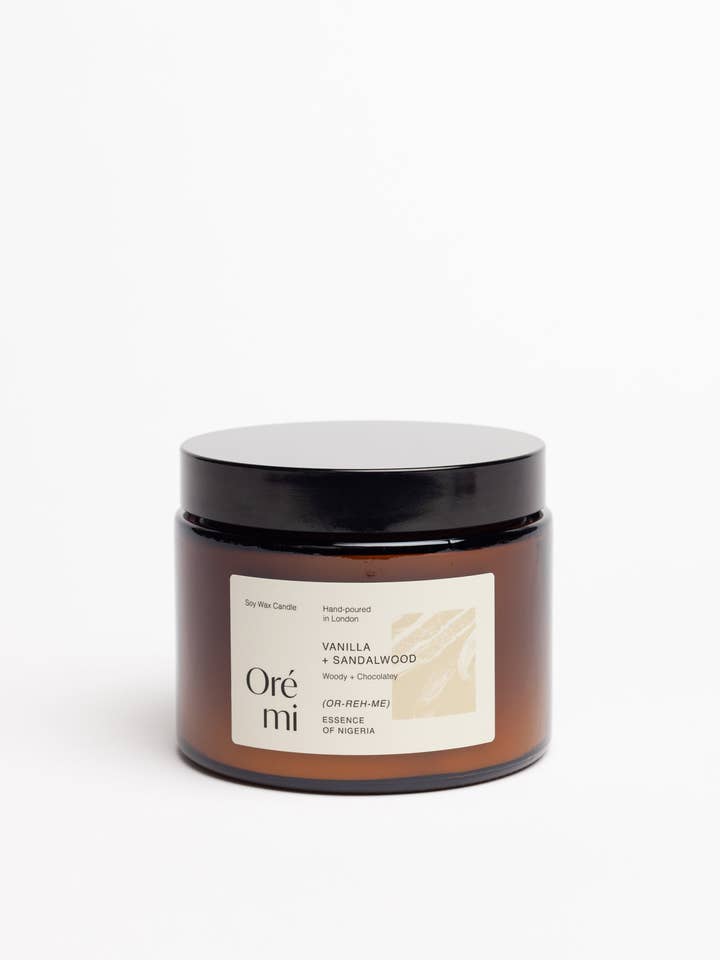 Vanilla & Sandalwood 500ml Candle for wholesale by Oré mi