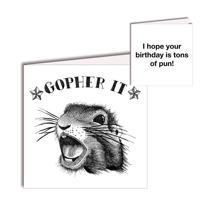 Cartão de aniversário Gopher It - texto dentro por atacado de All4Pun