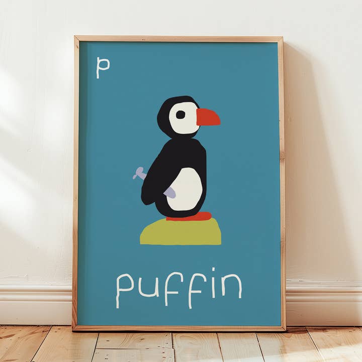 Surprise Radish - Wholesale Art Print - Puffin Art Print | Letter P Alphabet Print