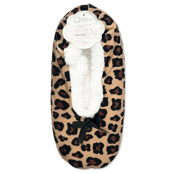 Fuzzy Babba Women's Leopard Bow Slipper Sock, 1 Style for wholesale by High Point Design