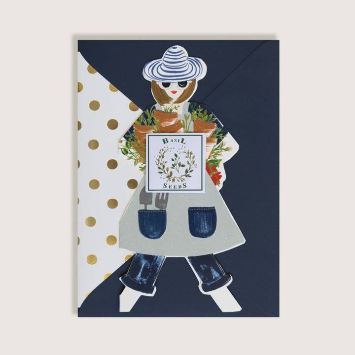 Carte de vœux Garden Girl with Basilic Seeds pour la vente par The First Snow