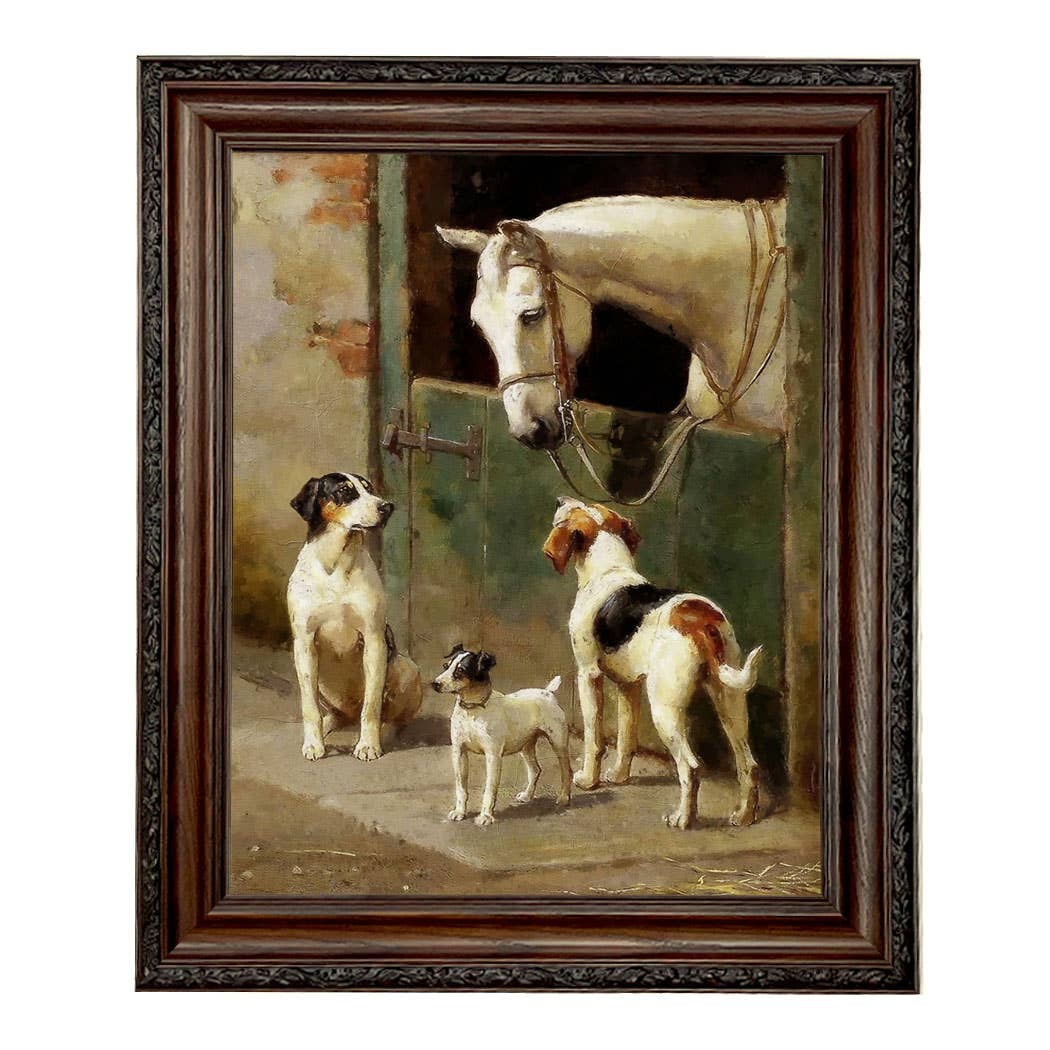 Madison Bay Co. - Historical Home Decor Reproductions - Wholesale Art Print - Dog and Horse at Stable Vintage Painting Print on Canvas3