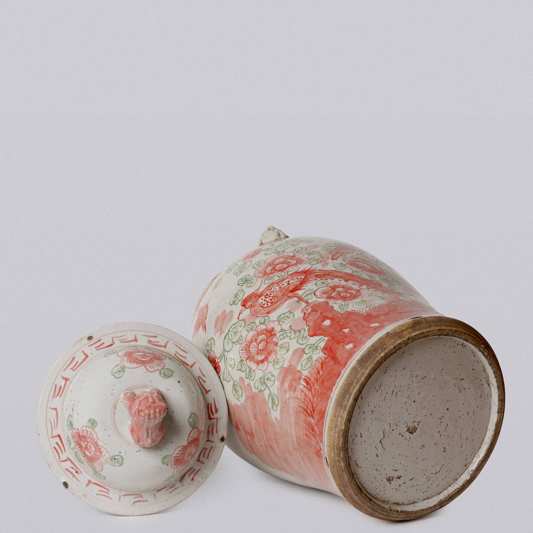 Cobalt Guild - Wholesale Decorative jar - Extra Large Pink & Green Porcelain Bird & Flower Temple Jar3