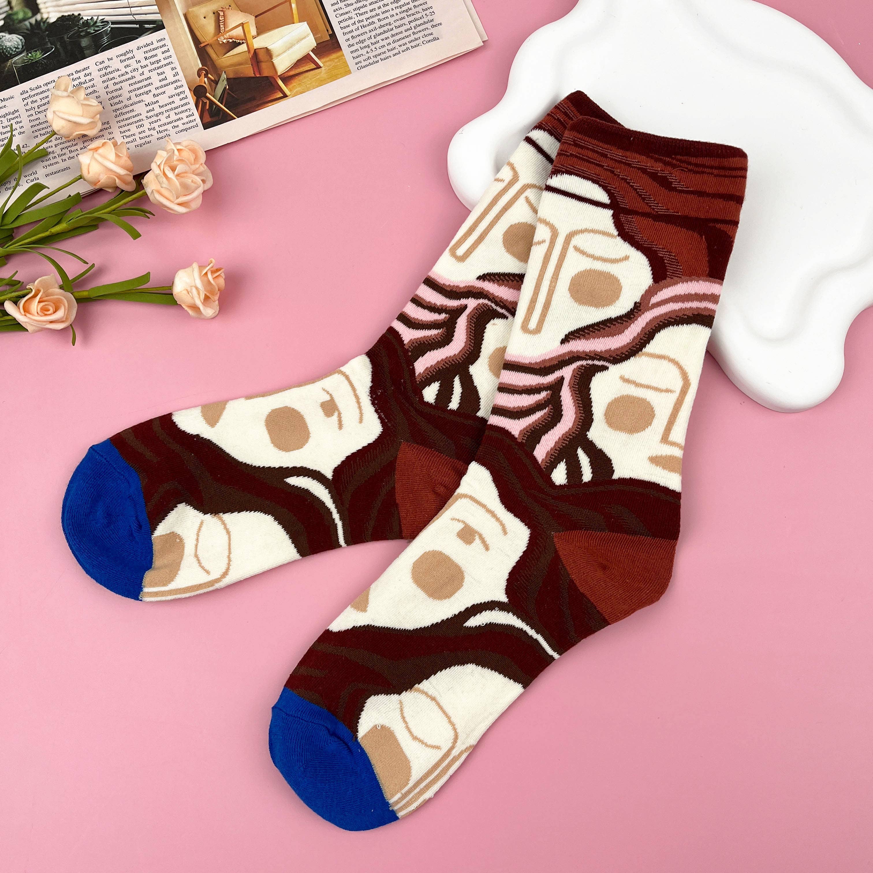 mildstyles - Wholesale Socks - Women's - Vintage Artistic Abstract Oil Painting Mid-Calf Socks2