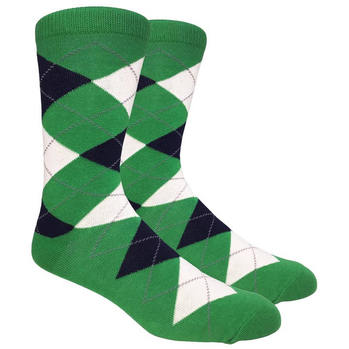 Green Argyle Dress Sock
with Navy and Cream Pattern for wholesale by Finefit