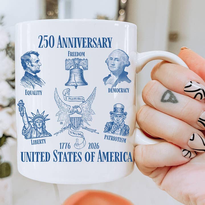 America 250th Anniversary Mug, USA 250 Years Patriotic Mug for wholesale by Tevatino