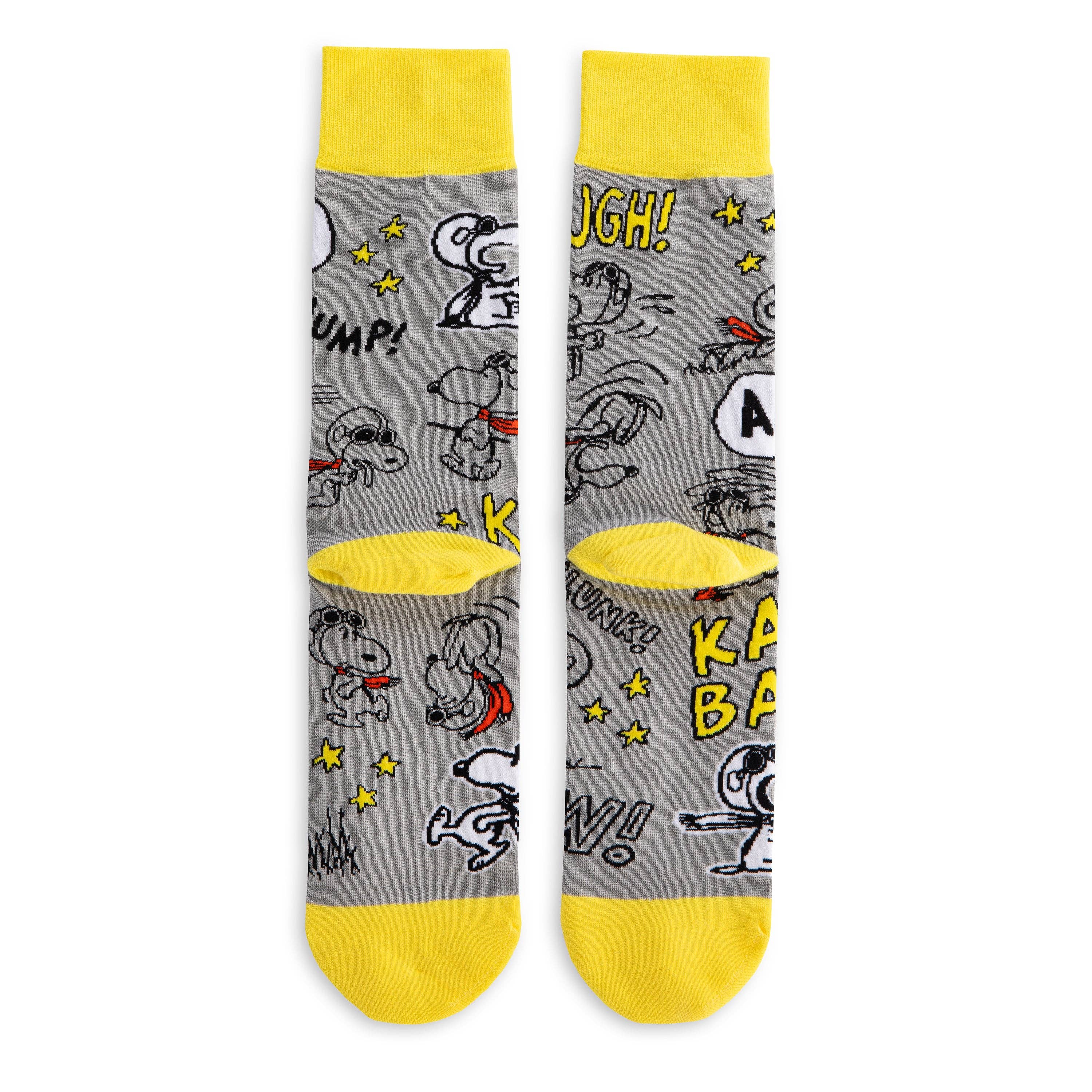 Hallmark – wholesale Socks – Unisex – Peanuts™ Snoopy & Woodstock Grey & Yellow Pair Of Socks2