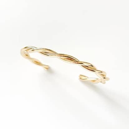 Bracciale Aperto a Doppia Torsione Spessa-Oro per la vendita all'ingrosso da parte di S&A Fashions