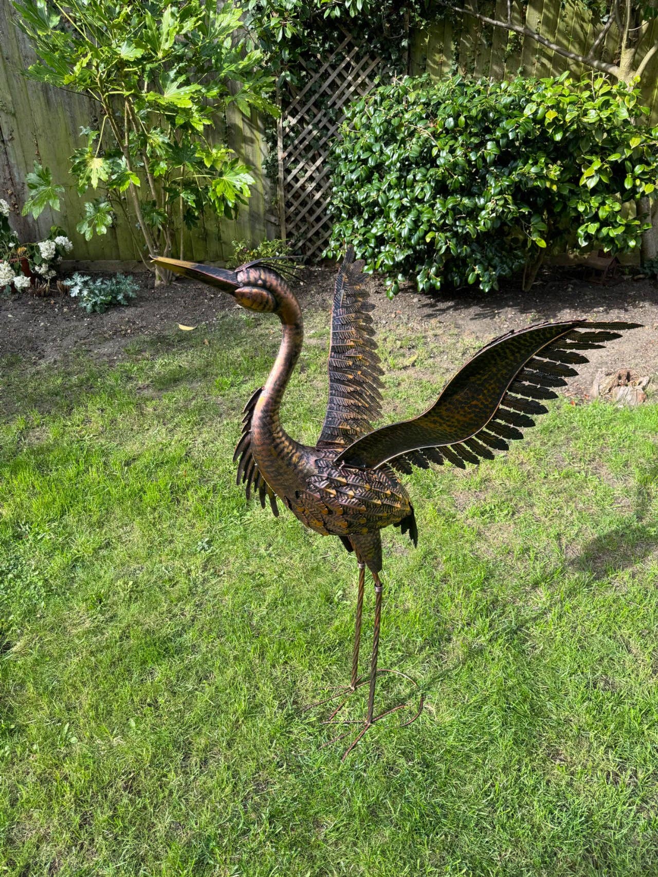 Marissa's Gifts - Wholesale Outdoor Ornament/Decor - Large Bronze with gold brush Heron Dimensions are 79 x 60 x 107cm. | Garden Statue | Bird Yard Art | Outdoor Decor4