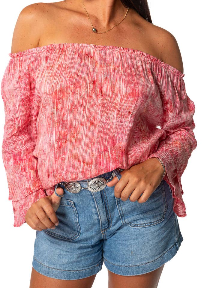 Lovlei - Wholesale Blouse - Women's - Meg Women's Blouse - 100% Rayon Double Bell Sleeves