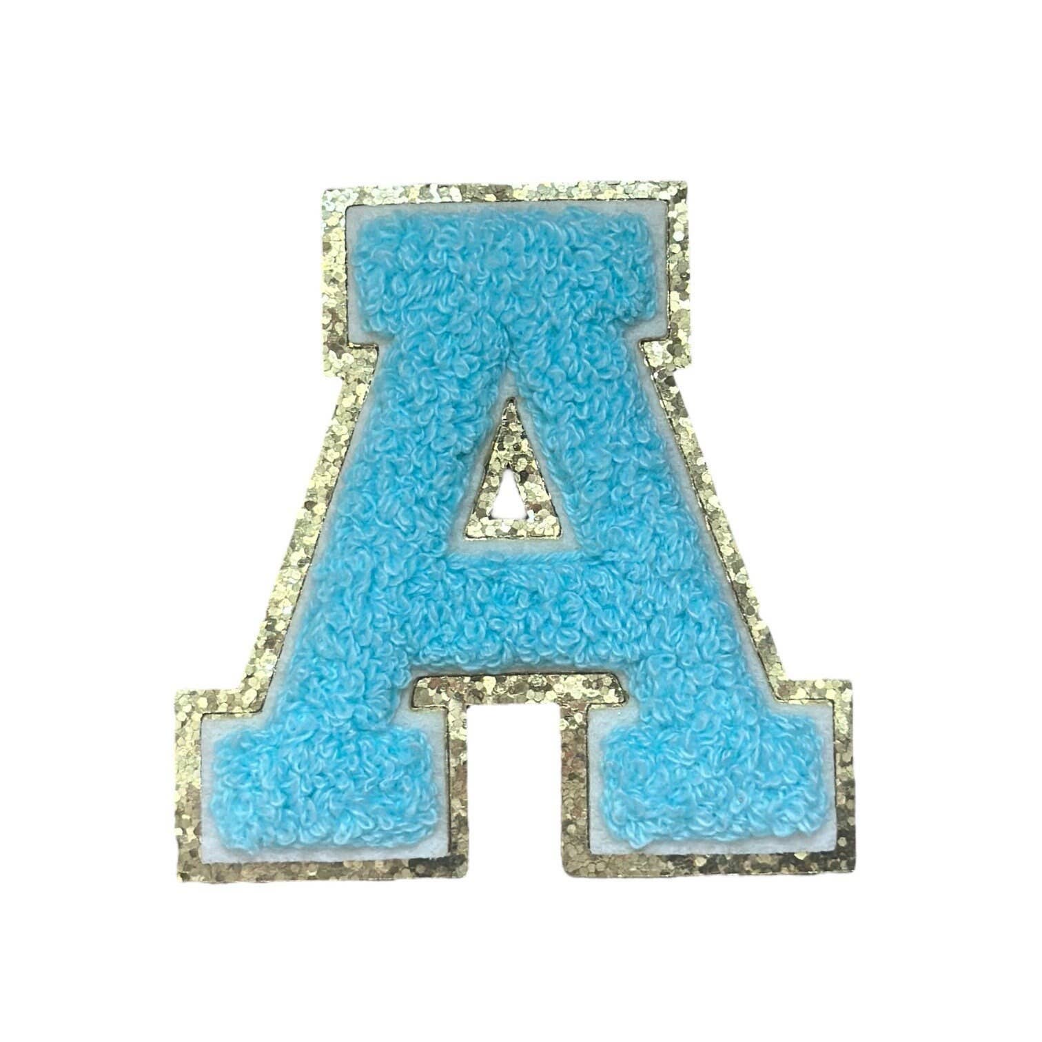 Rosie Posie Patches - Vendita all'ingrosso Toppe - Lettere Varsity in Chenille Azzurro Chiaro1