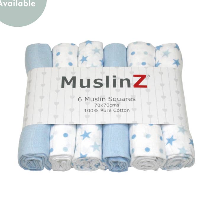 MusLinz 6 stk bomuldsmuslin firkanter - Star Combo for engroshandel hos Muslinz - MerryGoRoundUK Ltd