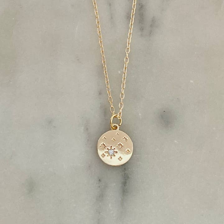 Amady Jewelry - Wholesale Pendant/Charm Necklace - Coin Medallion zircon 18k gold filled Necklace waterproof