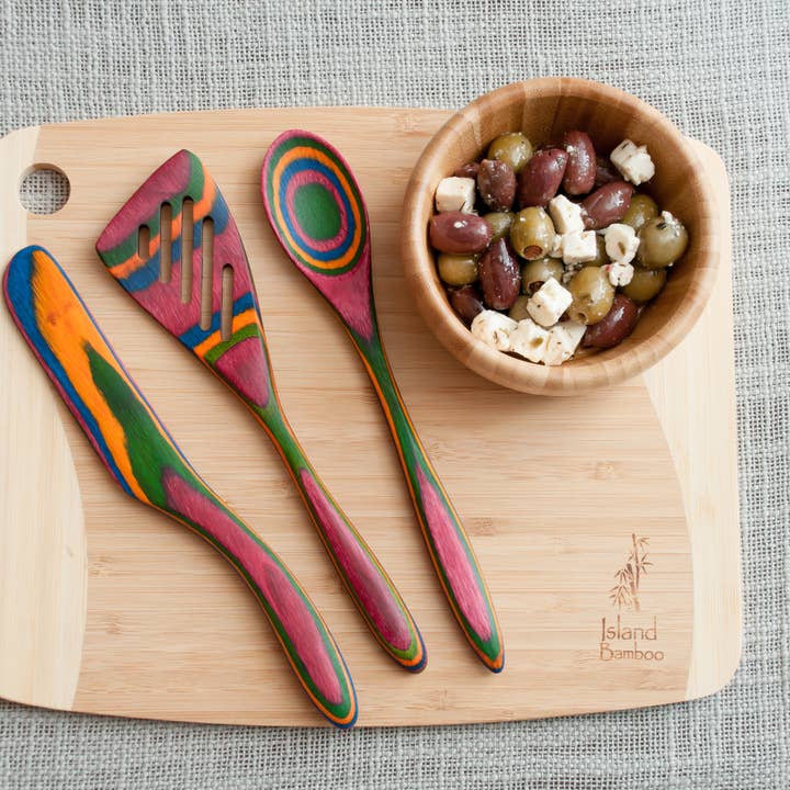 Island Bamboo - Wholesale Kitchen Spoon - 8" Rainbow Pakka Mini Spoon