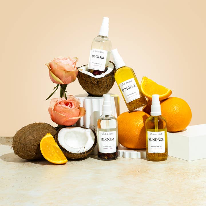 Wild Rising Skincare - Wholesale Bath/Body Oil - Calendula Infused Coconut & Orange Body Massage Cuticle Oil