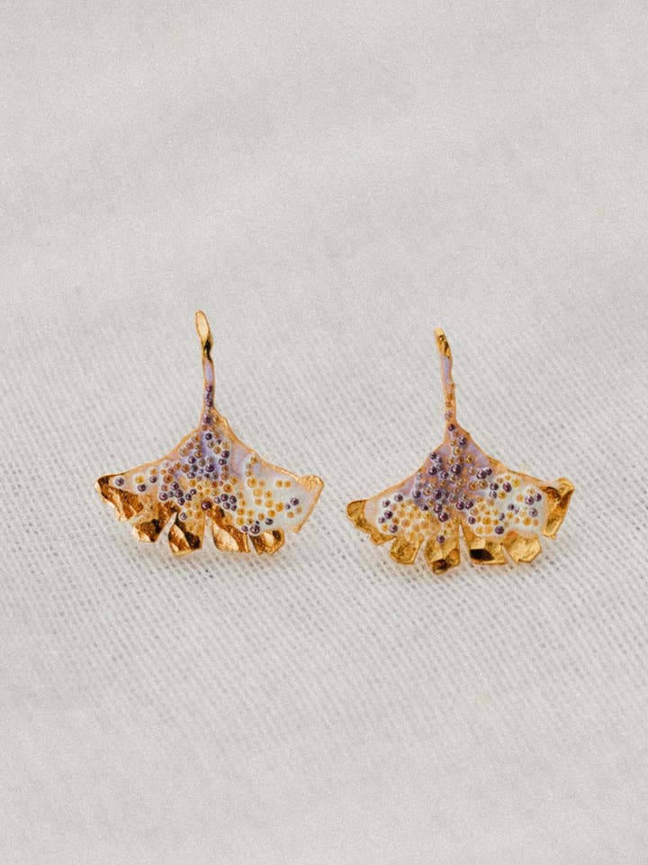 Ginkgo Stud Earrings for wholesale by Câpâ