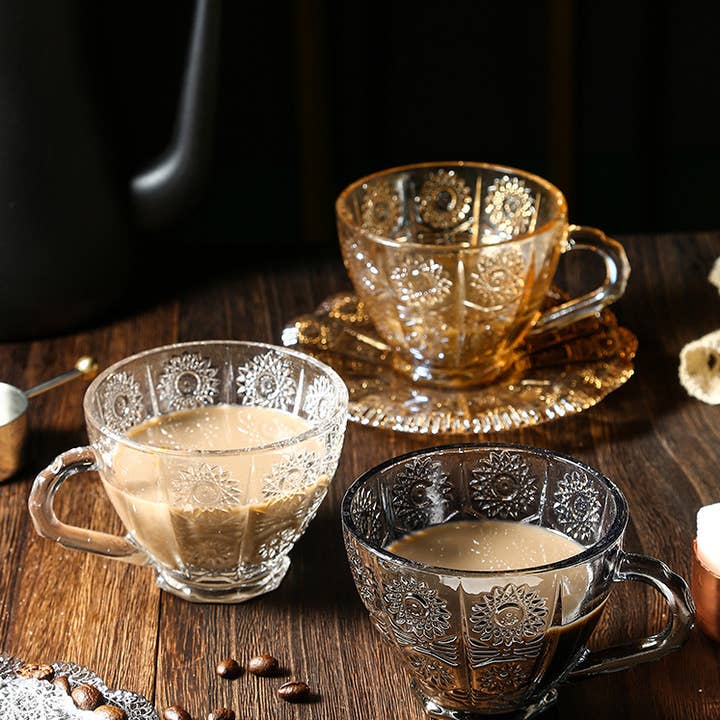 Vintage Style Glass Cappuccino Cup with Saucer Set and other Purchase Wholesale cup and saucer. Free Returns & Net 60 Terms on Faire trending on Faire.