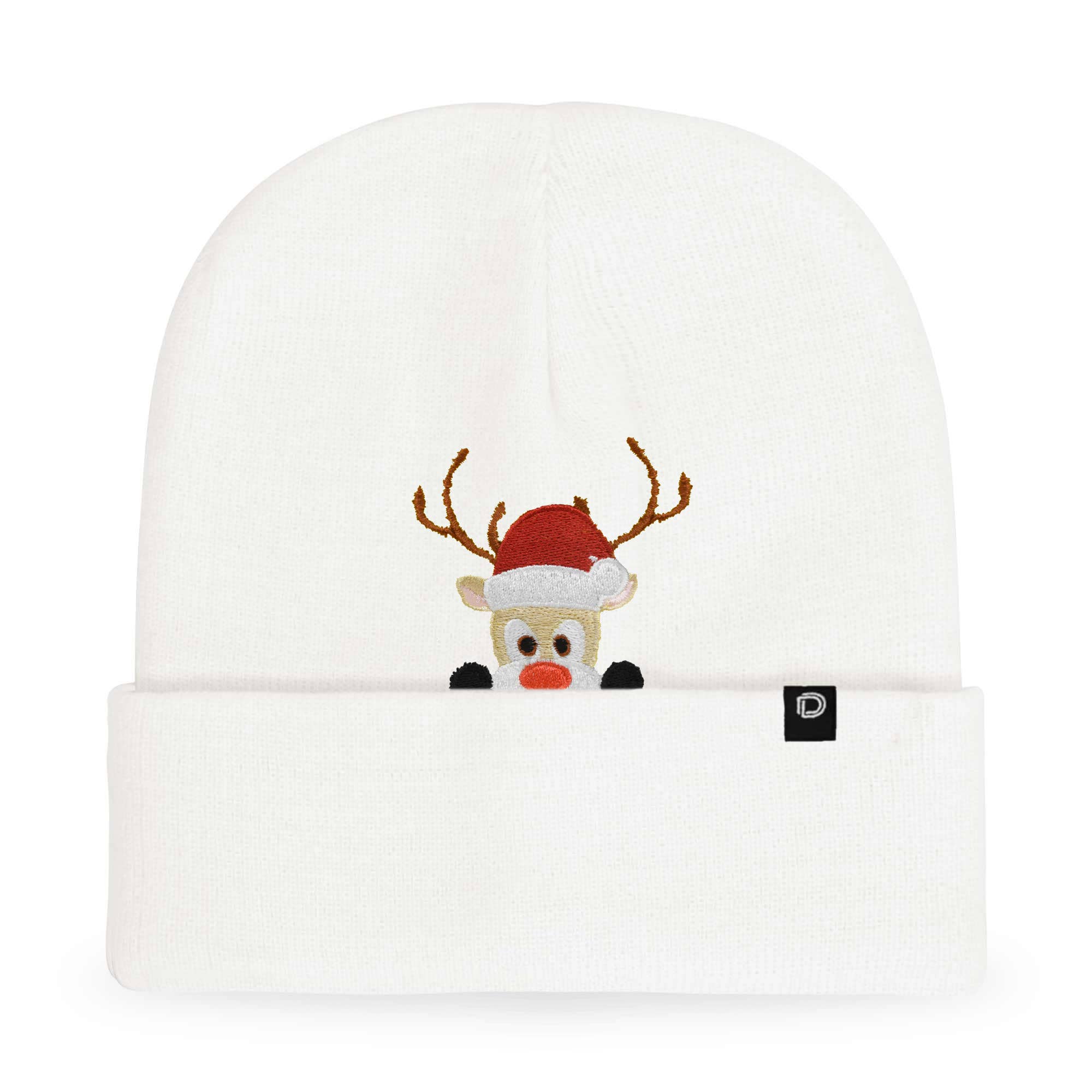 Dalix - Vente Bonnet – femme - Christmas Peeping Rudolph Bonnet chaud d'hiver Bonnet brodé5