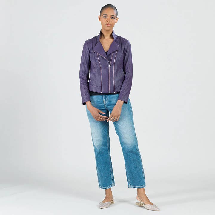 Clara Sunwoo - Wholesale Leather Jacket - Women's - JKZ1 - Liquid Leather â„¢ Double Zip Pocket Jacket