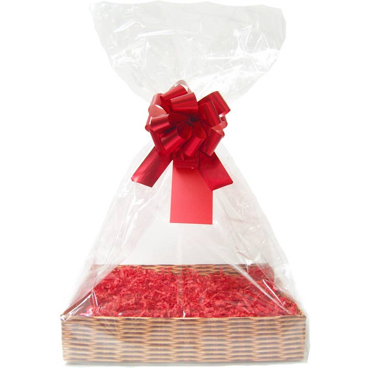 10 x Complete Gift Basket Kit - WICKER EFFECT TRAY / RED for wholesale by Candi Gifts