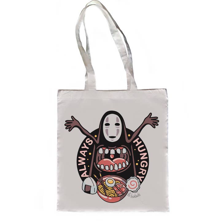 Always Hungry No Face tote bag for wholesale by La Barbuda - No U.S. custom fees