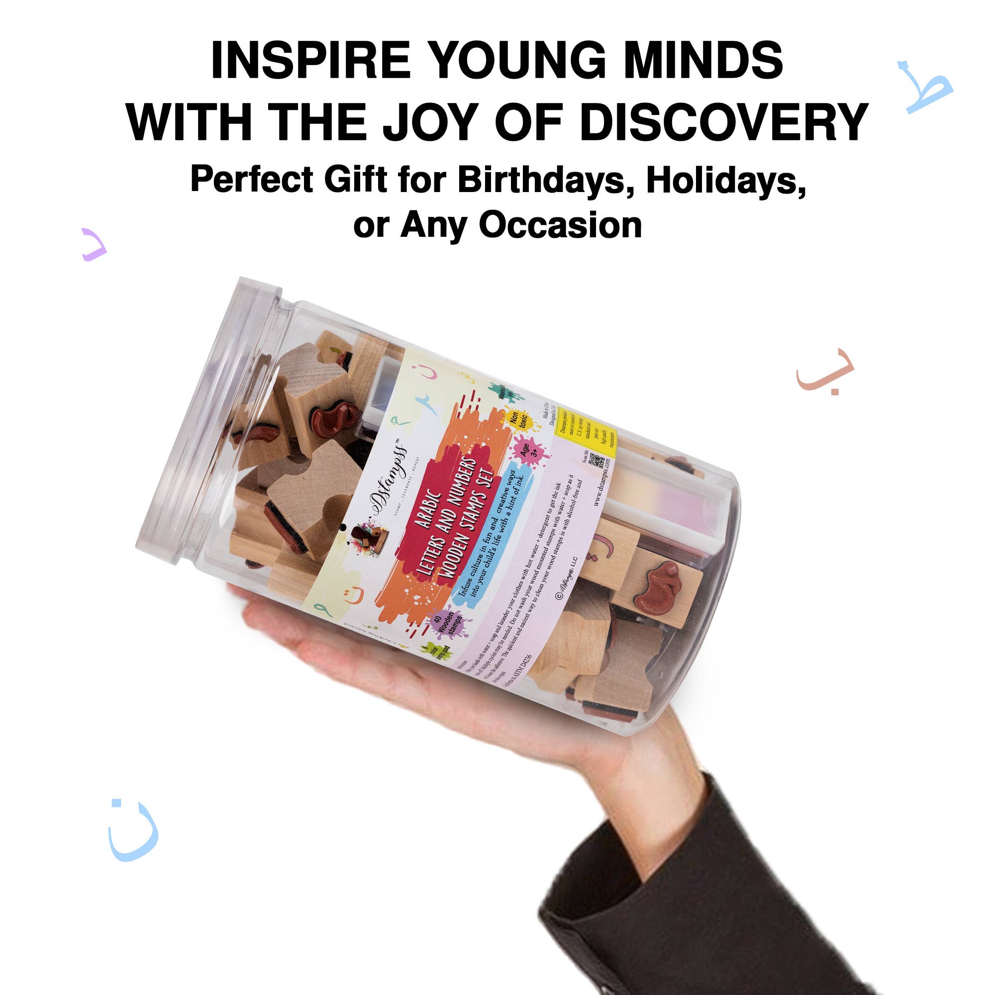 Dstampss™ - Wholesale Rubber/Decorative Stamp - Arabic Letters And Numbers - Wooden Stamps In A Jar9