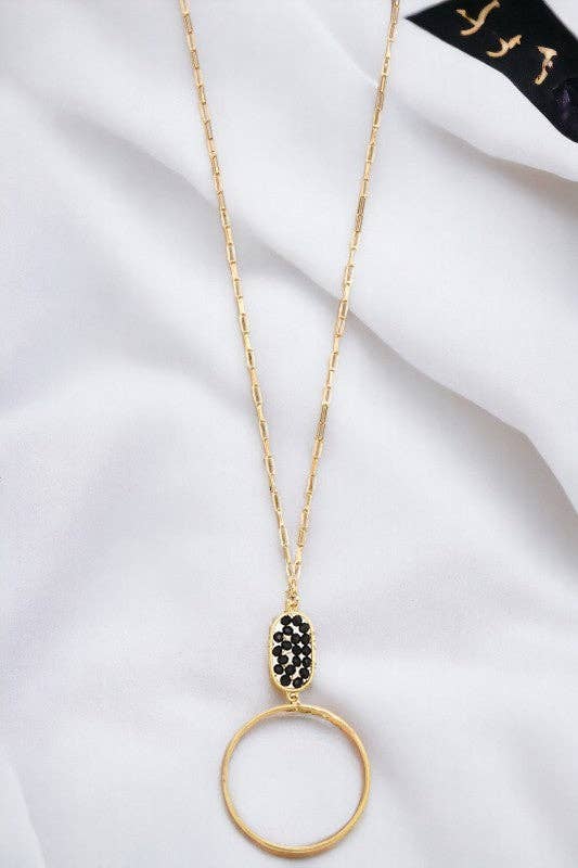 Andrea Bijoux - Wholesale Pendant/Charm Necklace - Elongated Ring Bead Pendant Necklace