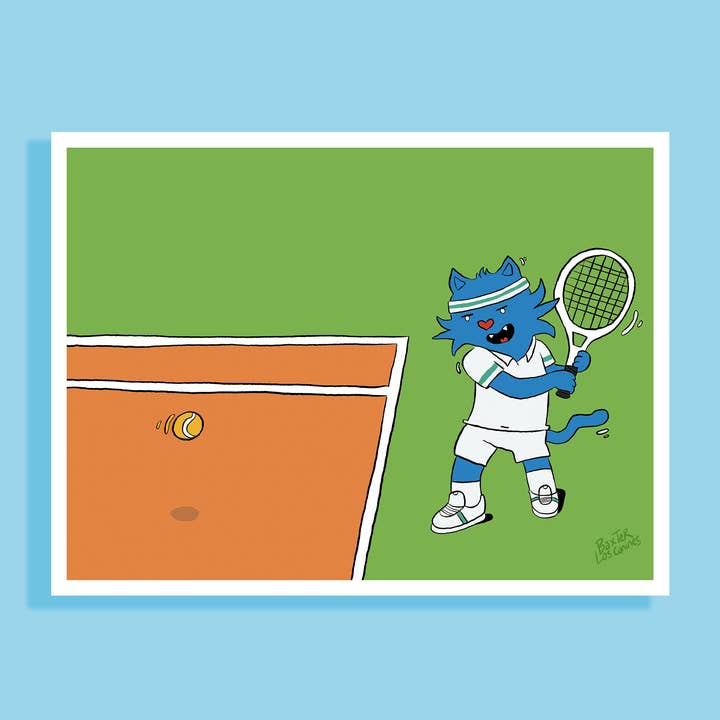 Collezione di 5 cartoline sportive con gatti blu per la vendita all'ingrosso da parte di Les éditions Astrocoon