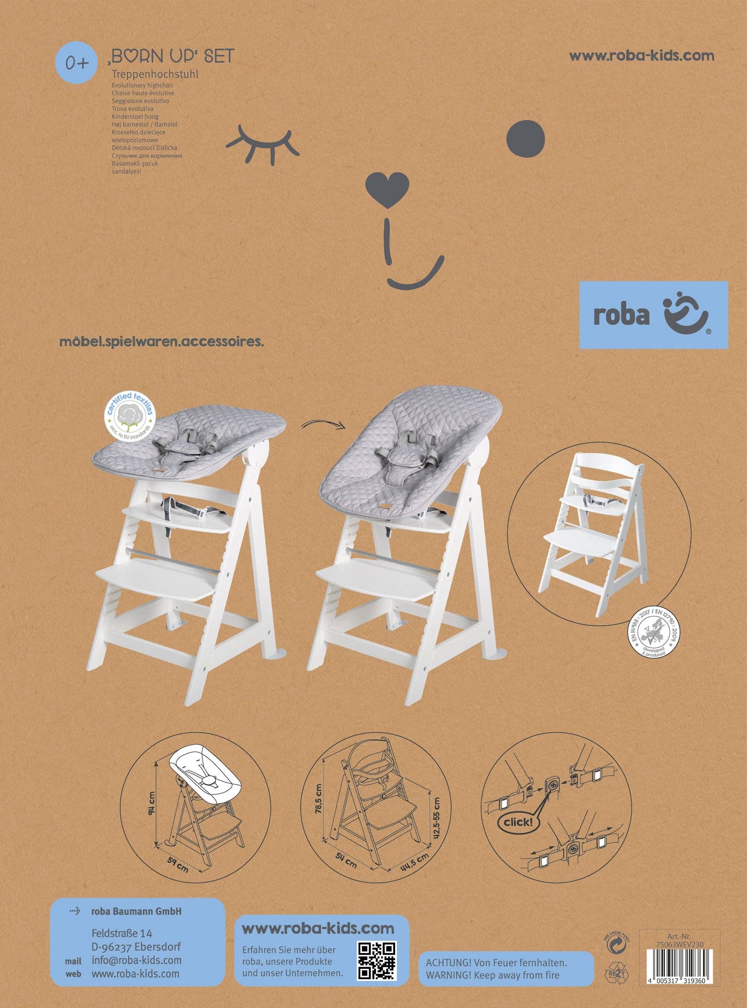 roba kids - Wholesale Highchair - Baby - ROBA 'Born Up' stair high chair, set 2in1, 'Roba Style Grey'17