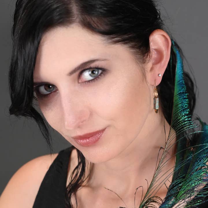KBD Studio - Wholesale Dangle Earrings - Modern Trapezoid Wire Shape w/ Semi Precious Combinations