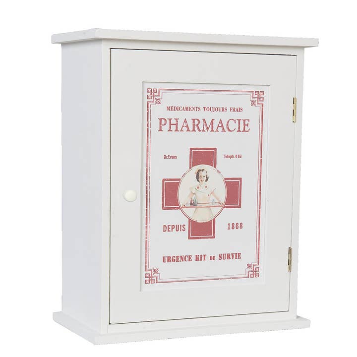 6H0372 Medicine Cabinet 24x13x30 cm White Wood Rectangle for wholesale by Clayre & Eef