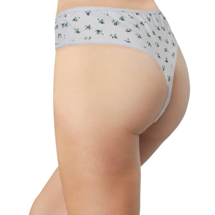 Teri Lingerie's Love Libby Panties - Wholesale Underwear - Women's - Printed Cotton High Waist Thong with Picot Trim1