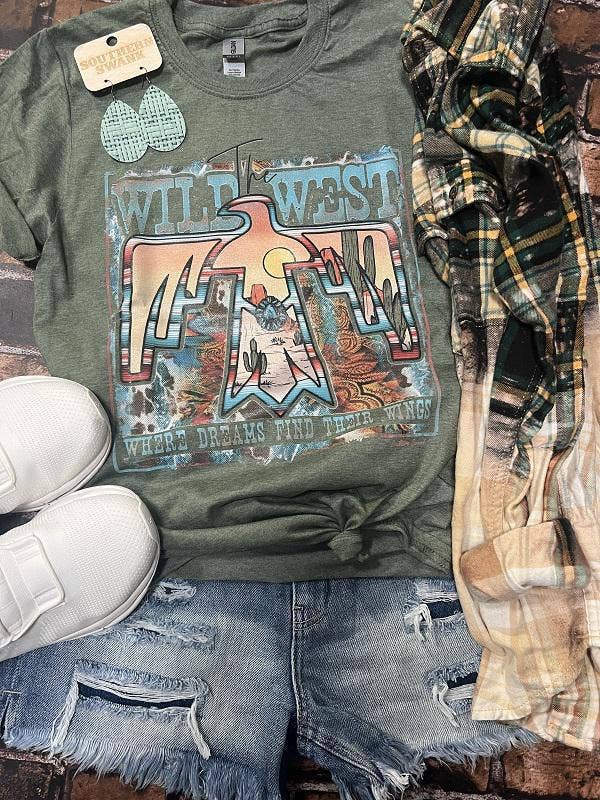 Wild West- Where Dreams Find Their Wings Tee for wholesale by Southern Swank