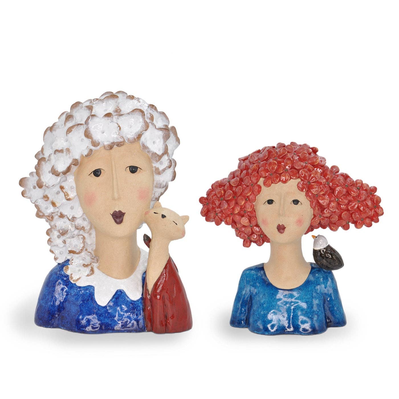 Bentley & Bo - Wholesale Beeldje/beeldhouwwerk - Claudette - Dame met wit haar en kat3