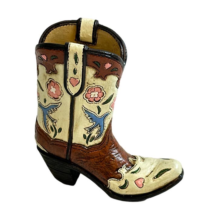 Polyresin Western Country Cowboy Boot Freestanding Figurine for wholesale by De Leon Collections