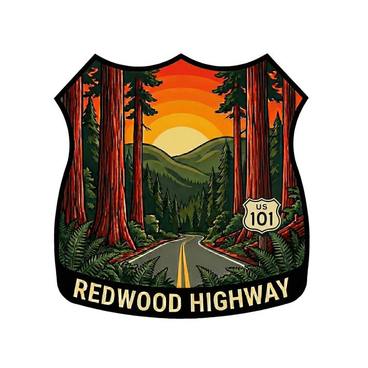 Redwood Highway - Scenic sticker for wholesale by Sticker Atlas