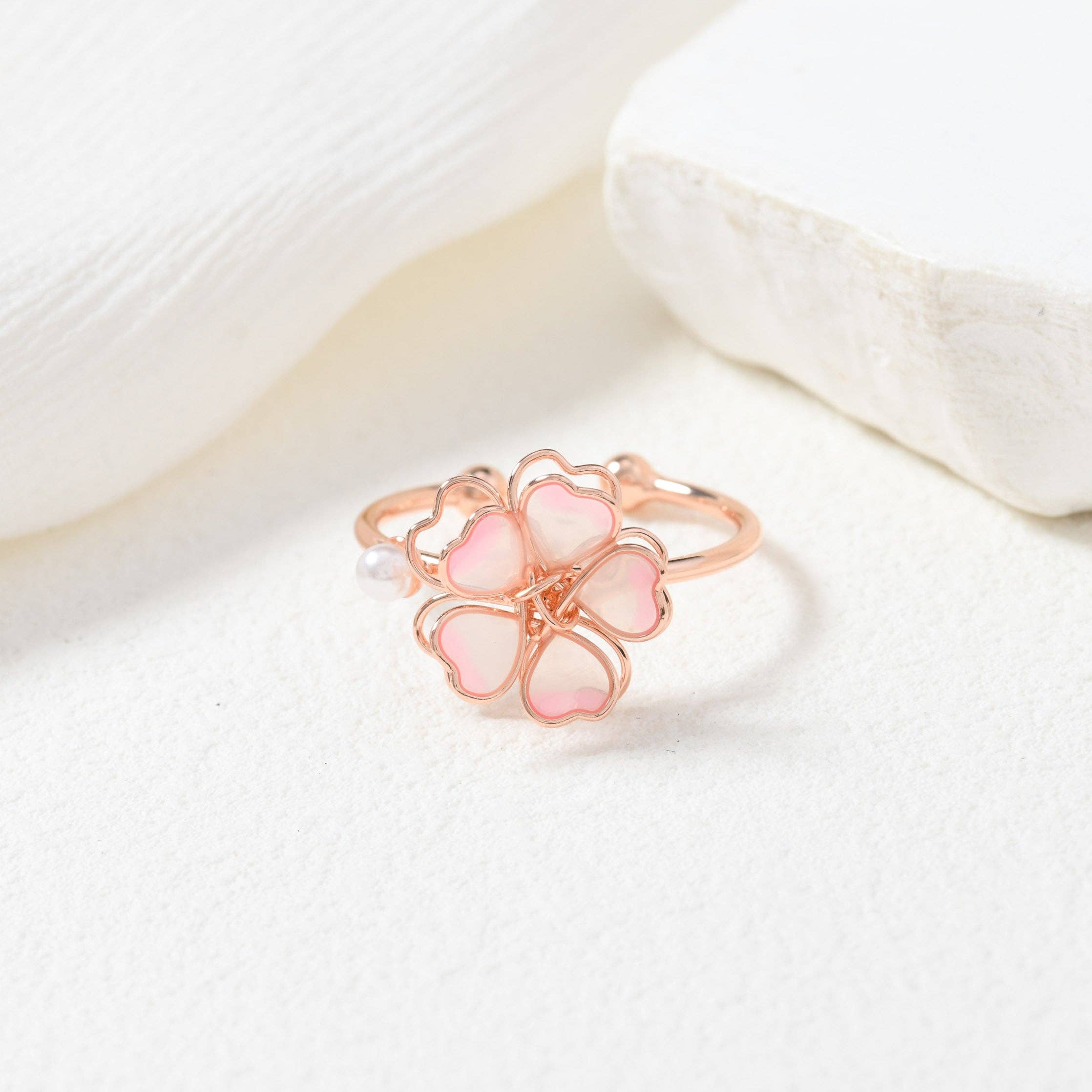 peachade - Wholesale Cocktail/Statement Ring - Exquisite Sakura Pinky Ring1