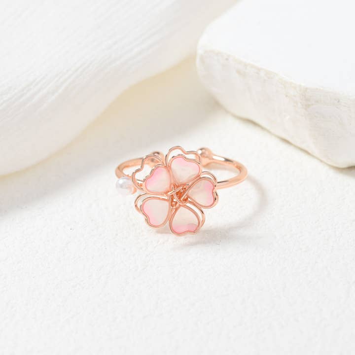 peachade - Wholesale Cocktail/Statement Ring - Exquisite Sakura Pinky Ring1